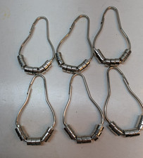 LOT OF 6 Shower Ring Set Silver Tone Metal 3 Inch Glossy