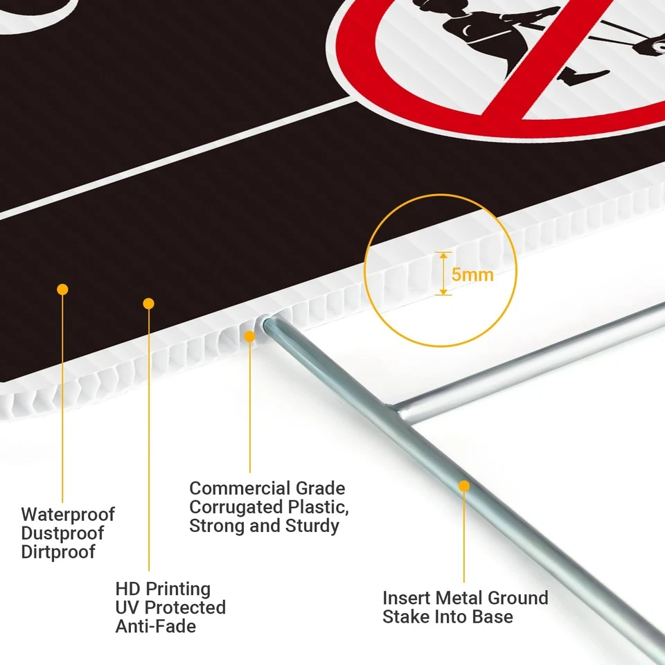 Do Not Mow Yard Sign with Stake, 2PC No Mowing Sign Bilingual, 12.6"x9.5" Cor... - Image 3 of 4