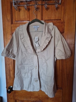 Jamie Nicole Women's Stretch  Ruffle Summer Jacket Beige Size 3X NWT 