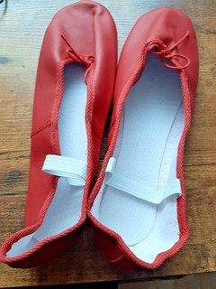 MajestiBallerina Sylvia slippers ballet shoes full leather sole used UK10 red