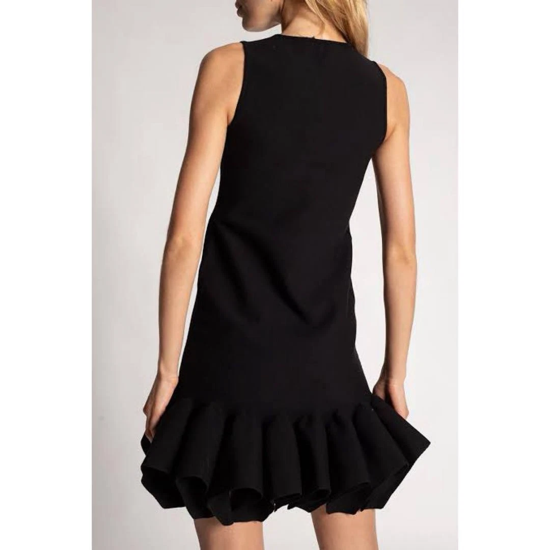 Abito Bottega Veneta senza maniche in maglia nero lana taglia XS texture fuzz leggero