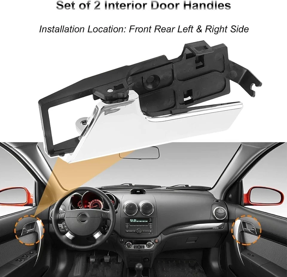 Juego de 2 manijas interiores de puerta nuevas para Chevrolet Aveo 2007-2011 2009-2011 Aveo5 Foto 4 de 4