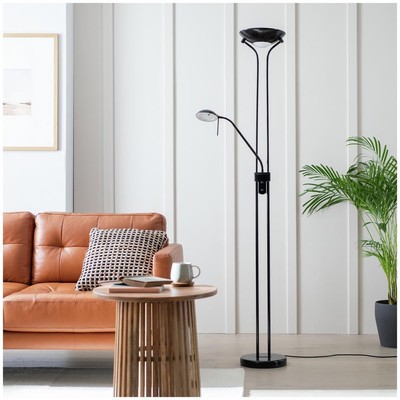 Stehlampe Vater Kind Deckenfluter schwarz verstellbar Arbeitsleuchte gebürstet Chrom