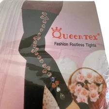 Queentex Womens Fashion Footless Tights One Size Fits 5" to 10" 100-165 LBS