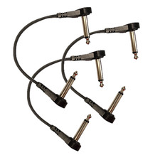  3-Pack Low Profile Flat 6" Right-Angle Patch Cable Cord Guitar Pedal