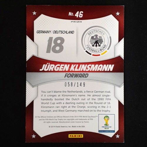2014 Panini Prizm World Cup #46 Jurgen Klinsmann - World Cup Stars Red /149 - Picture 2 of 2