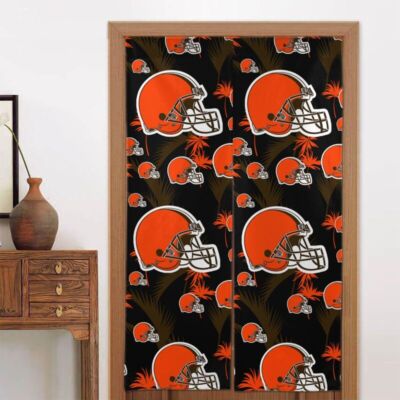Cleveland Browns 2-piece Door Curtain 34x56in Hawaii Print Blackout Curtain