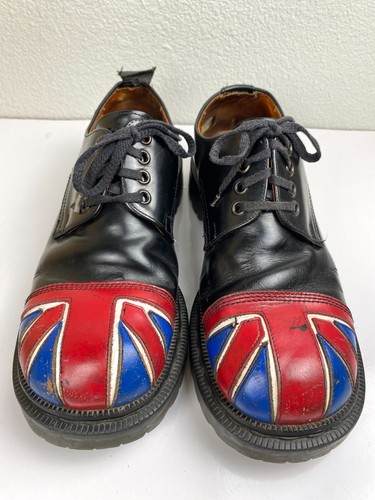 Vtg Tredair Designer Leather British Flag Shoes Lace Up Men Sz 8 Unisex 90s core - Picture 2 of 13
