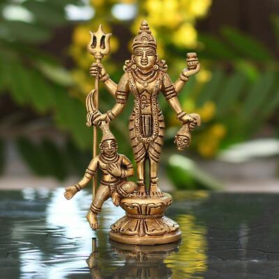 Messing Maa Durga Idol Prunkstück Statue Göttin Sherawali Kali Mata Figur