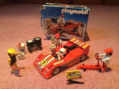 Playmobil Red Racing Car set 3147 VGC Formula Race Car with Driver Crew  UK