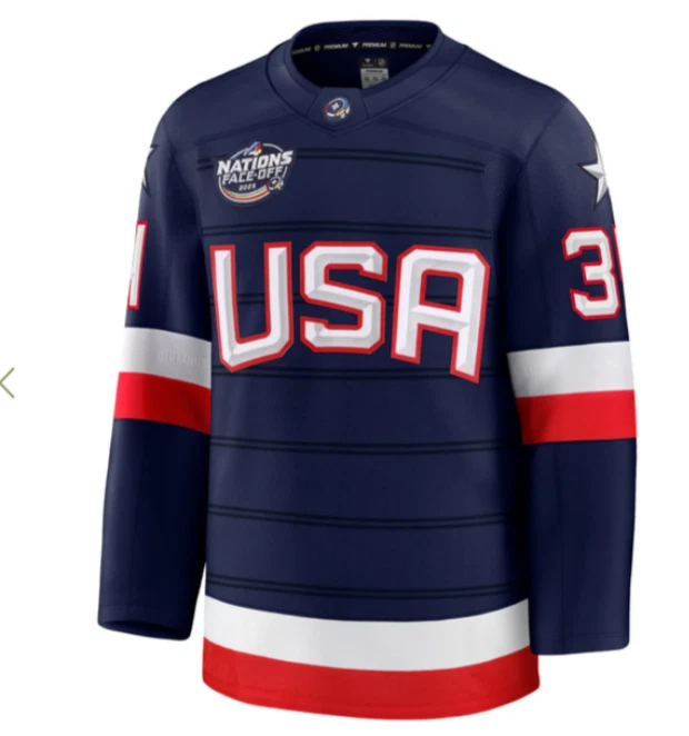 AUSTIN MATTHEWS TEAM USA 4 NATIONS FACE-OFF HOCKEY JERSEY