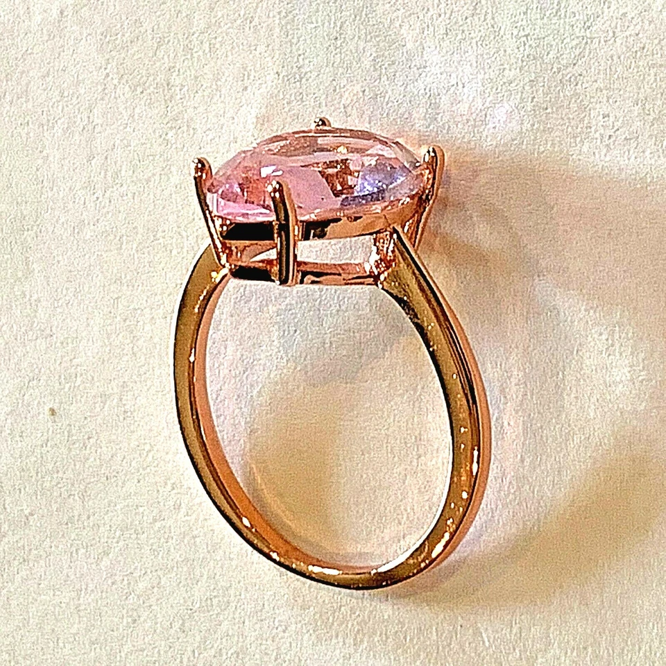 Anillo grande facetado de zafiro rosa talla 7 3/4 piedras preciosas relleno de oro rosa Foto 4 de 4