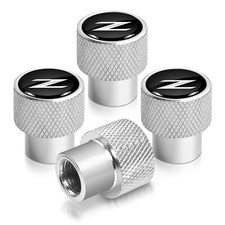 for Nissan 370Z Z logo in Black on Shining Silver Aluminum Tire Valve Stem Caps