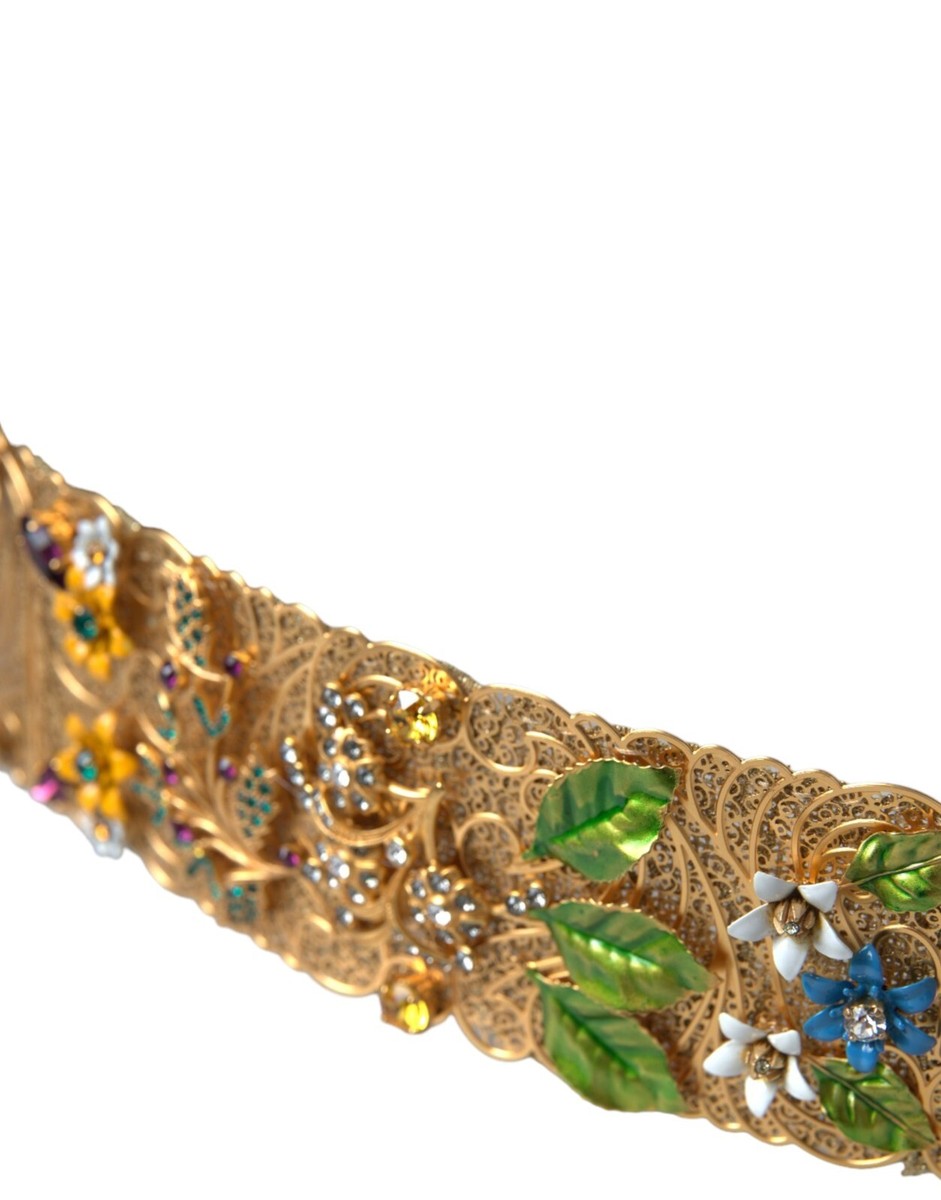 DOLCE & GABBANA Belt Embellished Floral Crystal Wide Waist