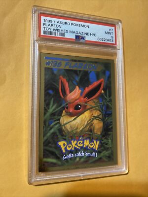 Flareon 1999 Hasbro Pokemon #7 Toy Wishes Magazine Hand Cut PSA 9 MINT Hand Cut