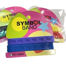 Lot 2 Silicone Wristband Bracelets FUN Symbols Purple and Red u