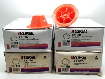 Clipsal 221/20 Conduit Locating Flanges Elect Orange Holds 20mm Conduit x40 pcs