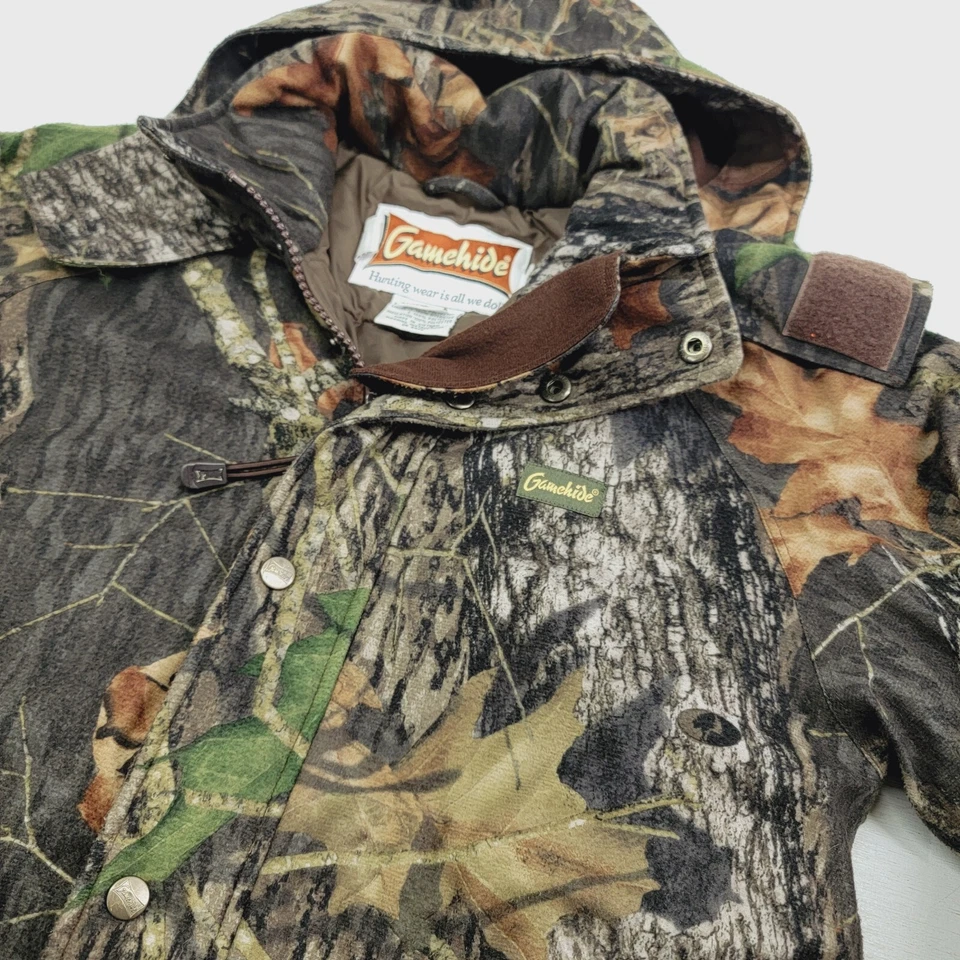 Gamehide Hunting Jacket Youth L Mossy Oak Break-Up Snap Button Zipper Hush Hide - Image 4 of 4