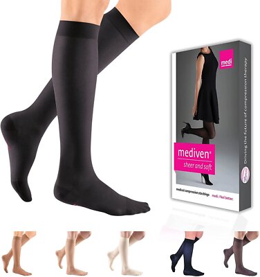 medi Sheer & Soft for Women, 8-15 mmHg, Calf High Compression Stockings,...