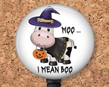 Badge Reel - Funny Halloween Cow - Retractable ID Holder 8377