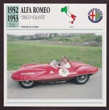 1952-1953 Alfa Romeo Disco Volante Italian Car Photo Spec Sheet Info French Card