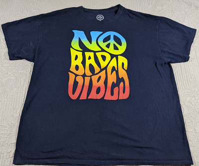 DOM Hippie ''No Bad Vibes'' Blue Spell Out Men's Tee Shirt..T75 Size 2XL