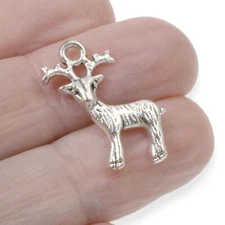 Silver Deer Charms, 10-Pack Nature Woodland Animal Pendant DIY Jewelry & Crafts