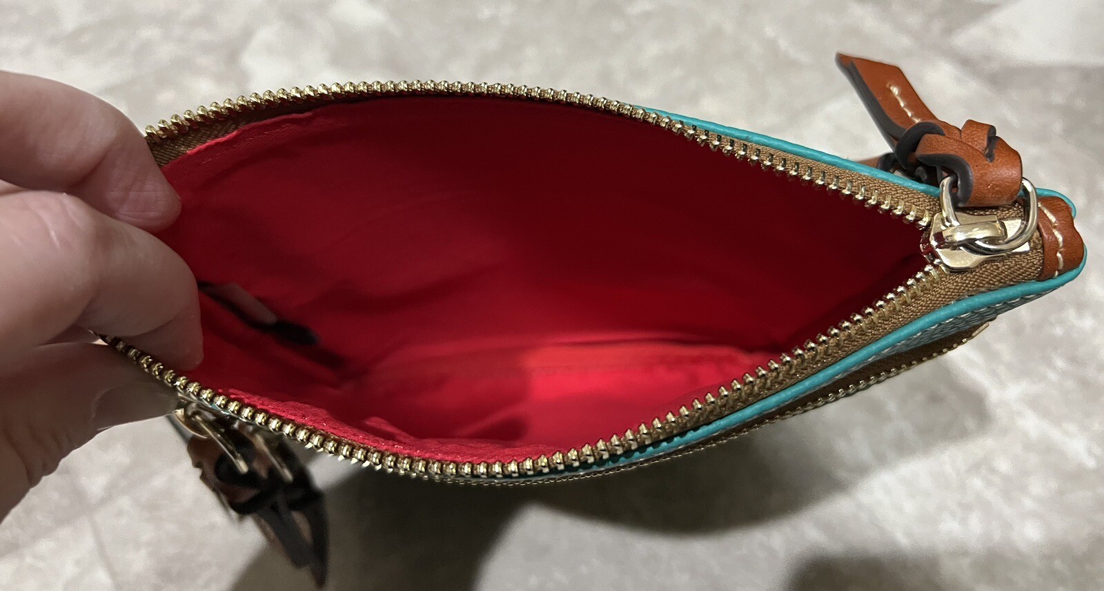 DOONEY & BOURKE Spearmint Green Pebble Grain Leather Triple Zip