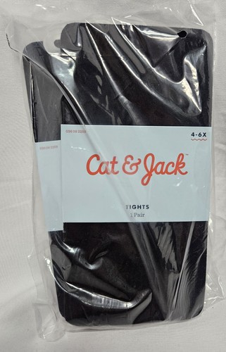 2 Pair Cat & Jack Youth Girls' 4-6x Slightly Sheer Black Footed Tights New - Picture 3 of 3