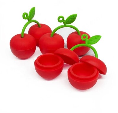 3 Sets of 10ml RED Cherry Silicone Wax  Container Non-stick Oil Jars Stash Jars