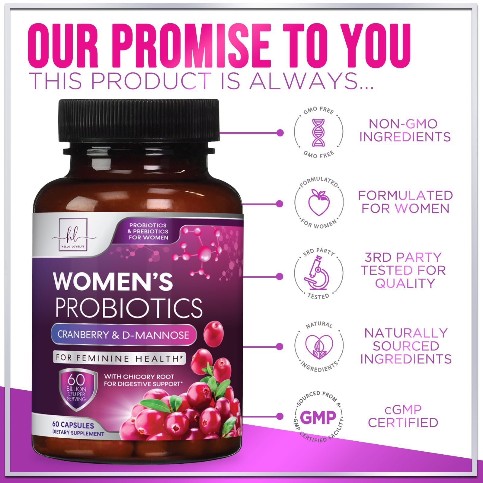 Probiotics For Women 60 Billion CFU - Women's Digestive & Vaginal Health