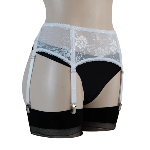 S-3XL Floral Lace Garter Belt 4 Straps Metal Clips Sexy Suspender F Thigh Highs - Picture 58 of 64