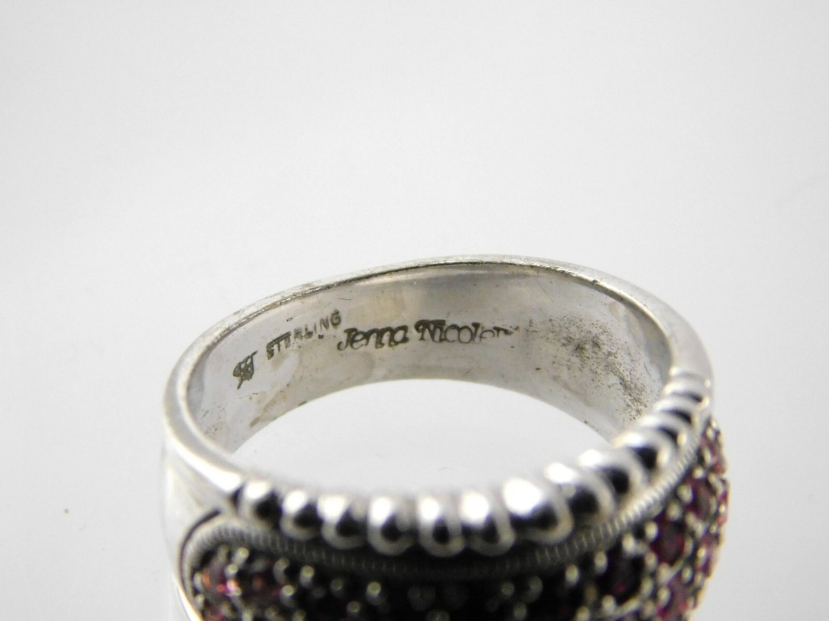 JENNA NICOLE ジェンナニコル STERLING クリスタル リング Jenna Nicole Sterling Silver Pink CZ Studded Dome Ring 925