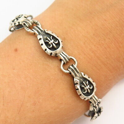 925 Sterling Silver Fleur-de-Lis & Horseshoe For Good Luck 925 Sterling Silver Fleur-de-Lis & Horseshoe For Good Luck