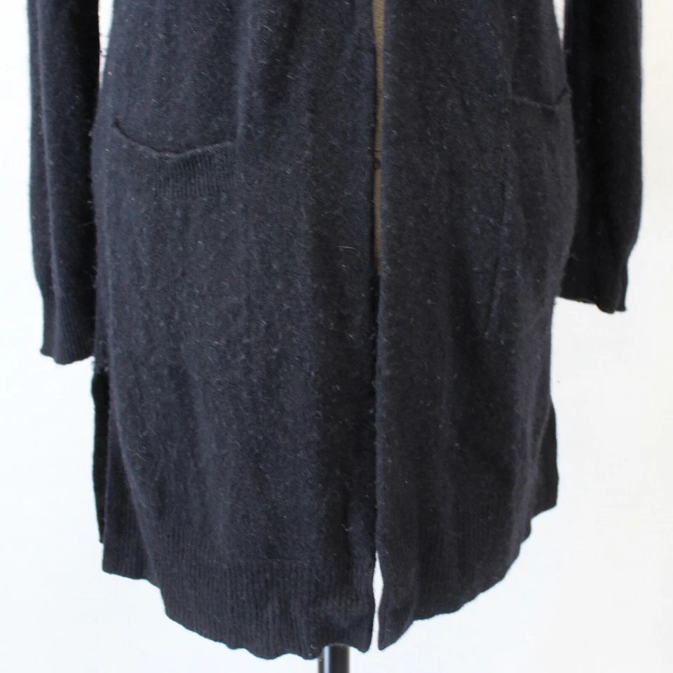 Cardigã Nordstrom halogênio lã/cashmere macio quente aberto frontal preto espanador XS - Imagem 4 de 4