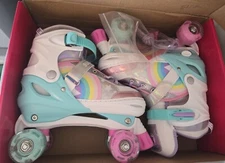 SULIFEEL Rainbow Unicorn Size Large Adjustable Light up Roller Skates 