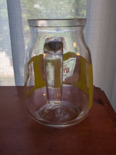 Vintage Cerve Clear Glass Apple Juice Pitcher 8” Bright Graphics Made in Italy - Picture 3 of 7