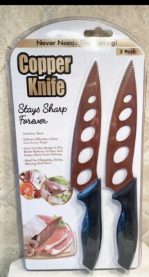 Kitchen Knife Cooper 2 pack, Stainless Steel Copper Coating Stays Sharp Forever