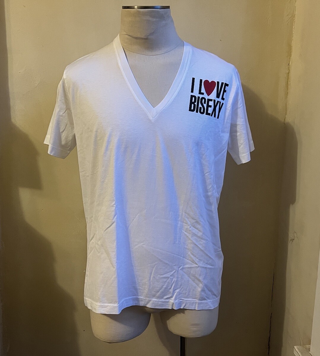 DSQUARED² WHITE LOVE BISEXY BABY CAKES FRONT BACK PRINT V NECK T