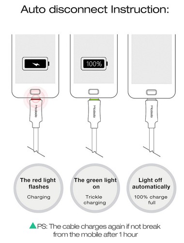 Micro USB Smart LED Auto Disconnect Quick Charge Data Cable Android QC 3 Mcdodo - Picture 3 of 16