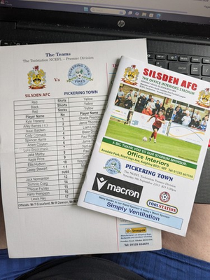 #ad SILSDEN V PICKERING TOWN NCEFL TOOLSTATION PREMIER DIVISION 2023 24 PLUS T S GBP 3.00