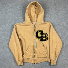Vintage 60s 70s Full Zip Hoodie Faded Yellow True Vintage Youth Kids Size L / XL