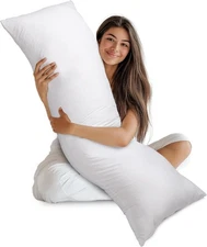 Bedding Full Body Pillow for Adults (White, 20 x 54 Inch), Long Pillow Insert
