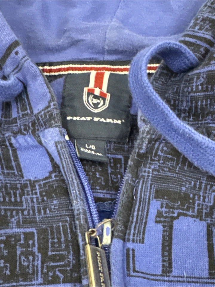 Sudadera con capucha de colección Y2K Phat Farm gráficos con cremallera completa hip hop/bolsa para hombre grande” Foto 3 de 4