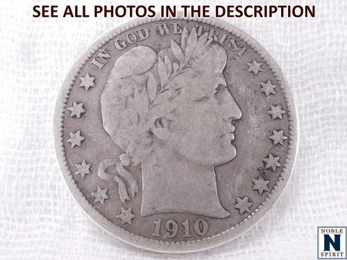 NobleSpirit Popular 1910 Barber Silver Half Dollar Fine / Very Fine