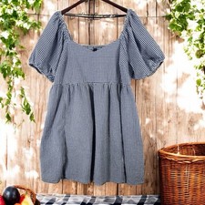 NWT Old Navy Dress Milkmaid Puff Sleeve Gingham Smock Tomato Girl Sz L