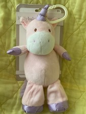 NEW:KELLY BABY 10' PLUSH UNICORN CLIP ON TOY w/RATTLER INSIDE