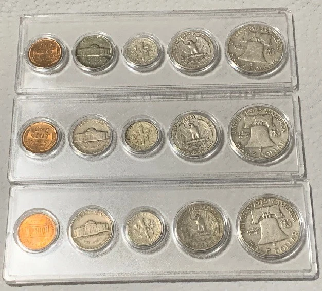 1957-D 1958-D 1959-D Cent to Half Sets (3Sets) Silver Coins - Image 2 of 3