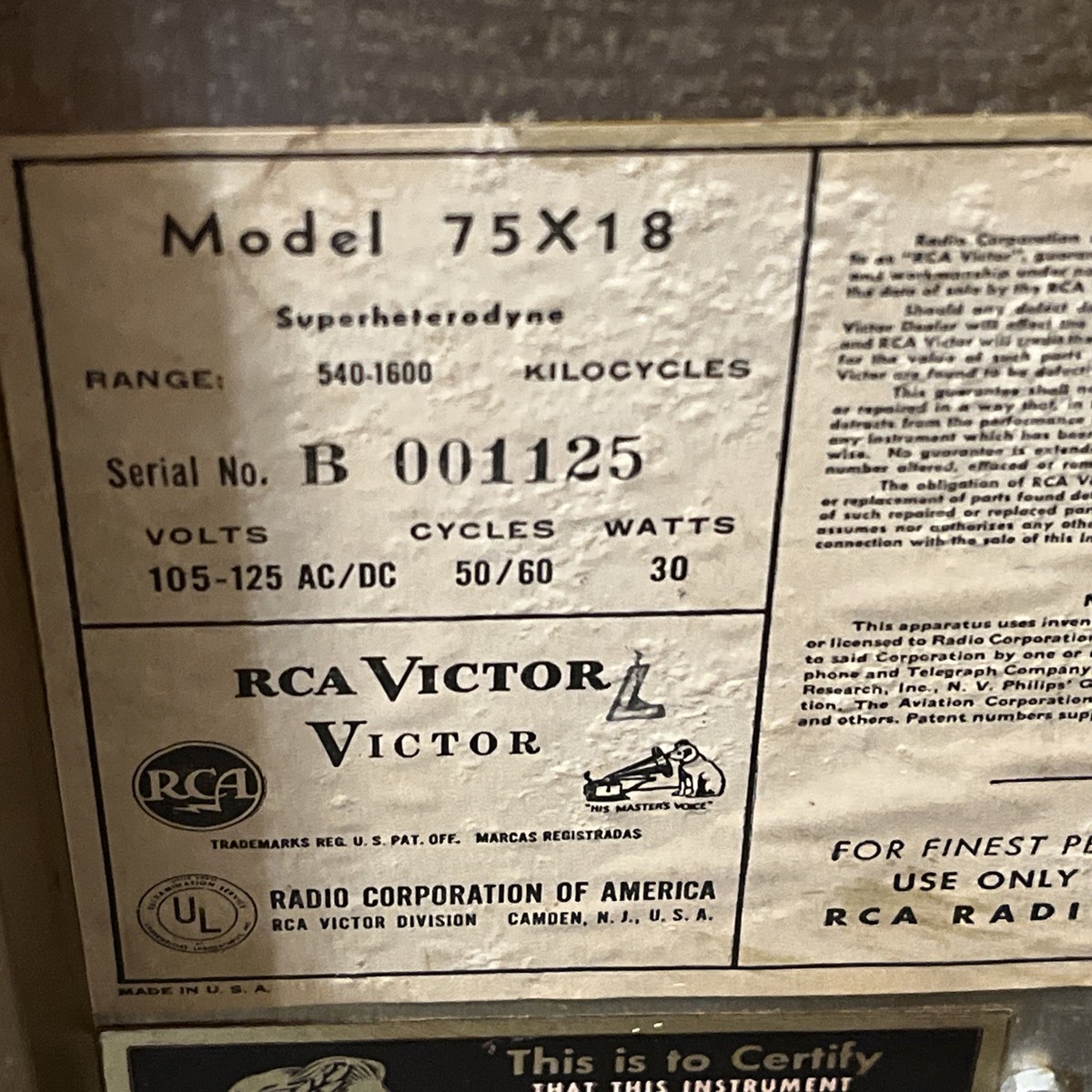 VINTAGE RCA VICTOR MODEL 75x18 TUBE RADIO | eBay