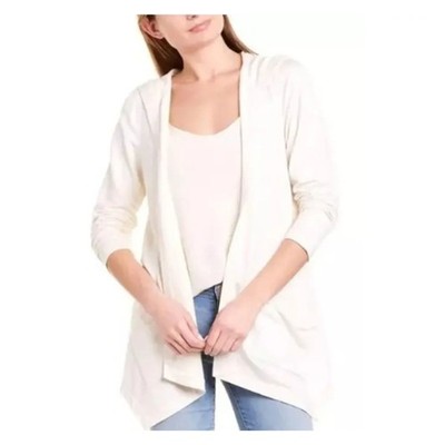Tommy Bahama Silky Sands Foil Shimmer Cardigan Sweater Coconut White Hooded XL